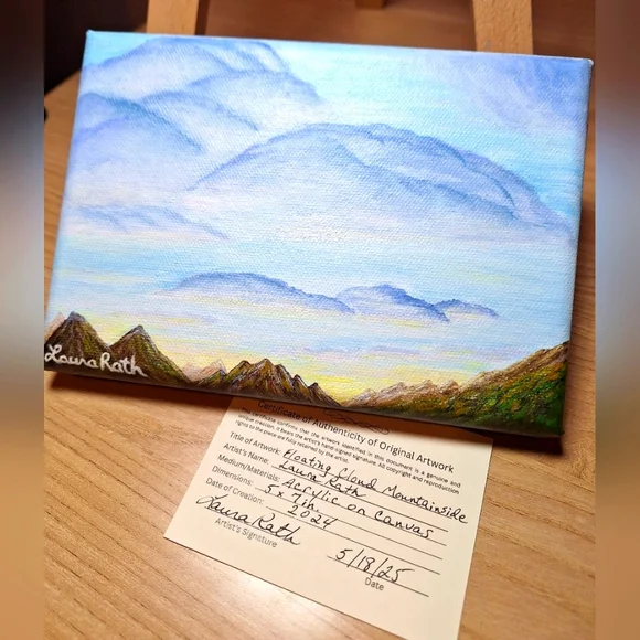 Floating Cloud Mountainside Hand-painted Canvas - Picture 3 of 8